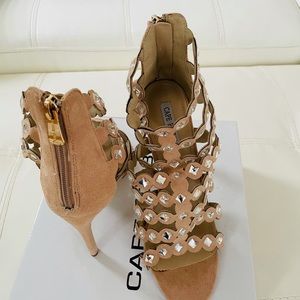 Suede LOOK and Rhinestone Heels